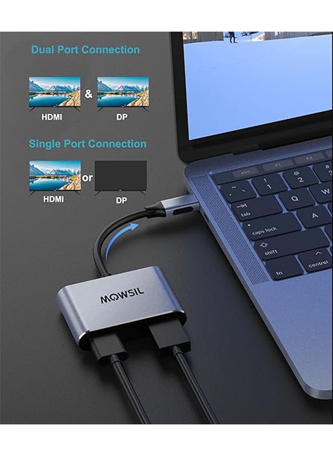 USB Type C to Dual HDMI 4K High Definition Hub Adapter Splitter with USB 3.1 Port and Type-C Charging Port compatible with MacBook Pro Air, Surface Book 2,Chromebook Pixel