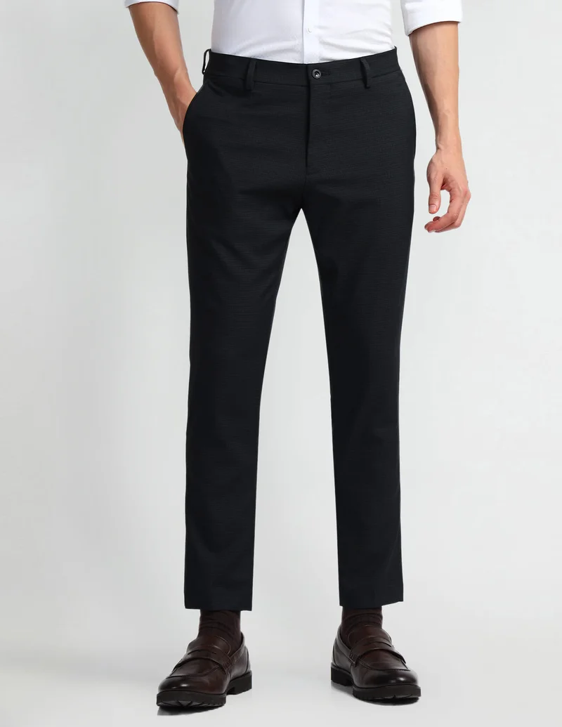 Arrow Carson Tapered Fit Self Design Trousers
