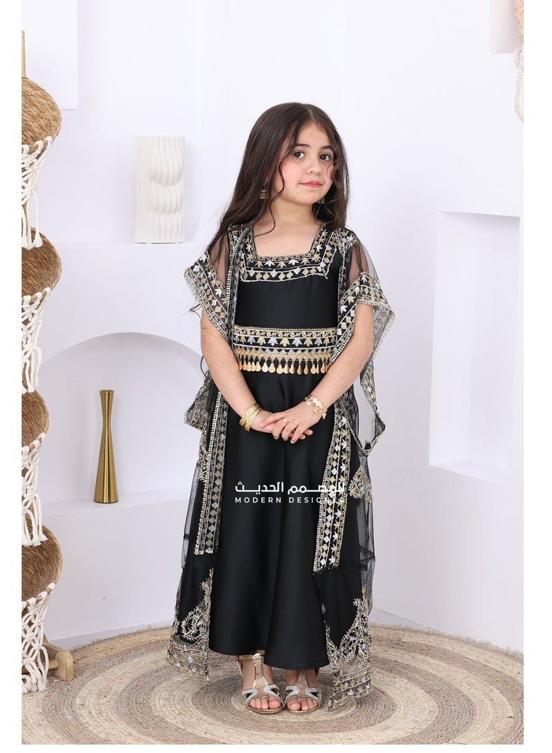 مودرن ديزاين جلابية بناتي فخمة تألقي بإطلالة راقية ومميزة لطفلتك تتميز الجلابية ببشت أنيق - Image 1