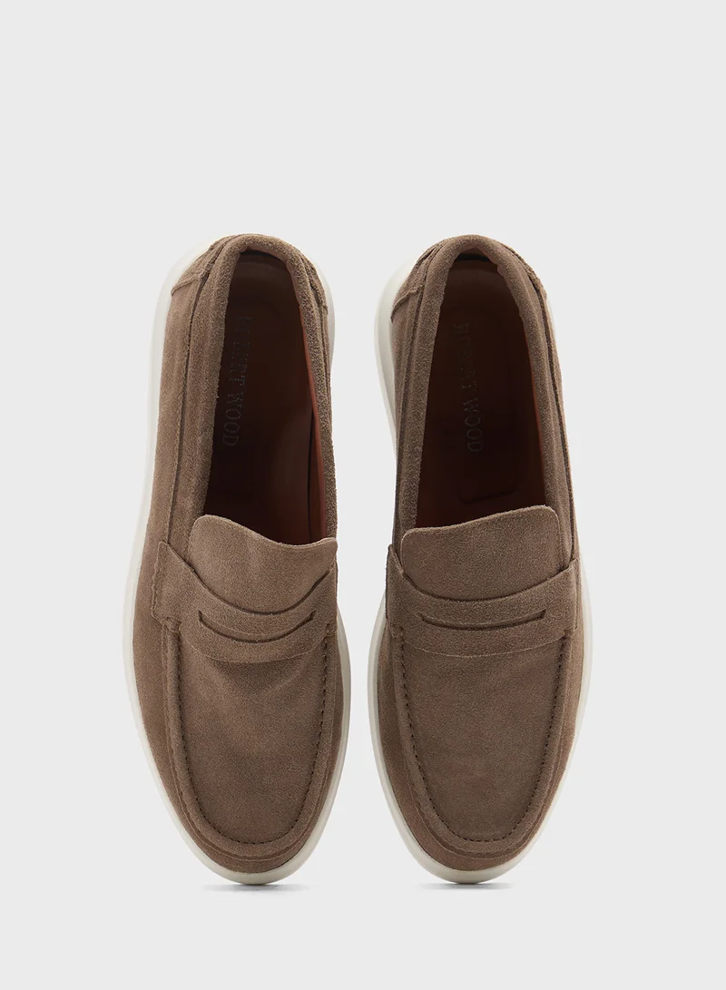 Robert Wood Genuine Leather Suede Casual Loafer Slip Ons