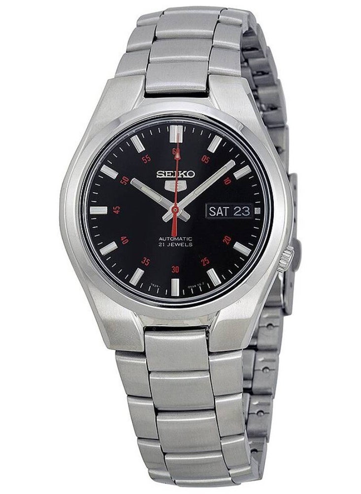 Seiko - 5 Automatic Black Dial Stainless Steel Men's Watch SNK617K1 - Image 1