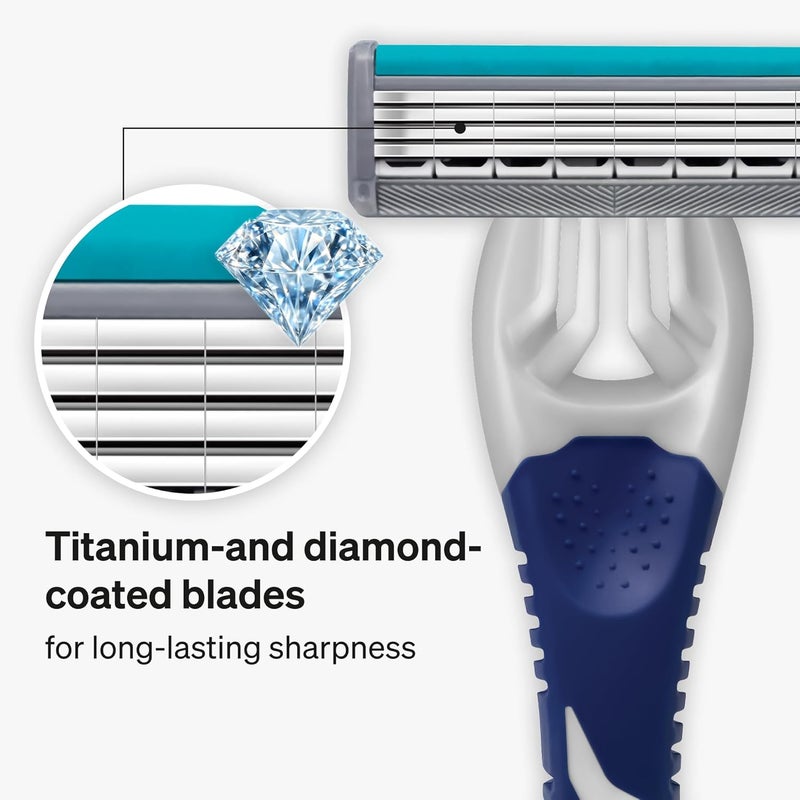 schick شيفك كواترو تيتانيوم 4 شفرات حلاقة قابلة للتخلص للرجال - عبوة 3 مع شرائط ترطيب بالألوة والجو جوبا - Image 3