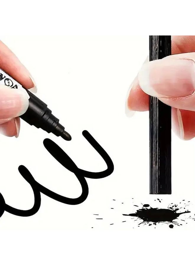 5 علامات سوداء رفيعة الرأس 2 مم غير قابلة للبهتان ذات طرف سميك للاستخدام متعدد الأغراض على الورق والصلب - Image 4