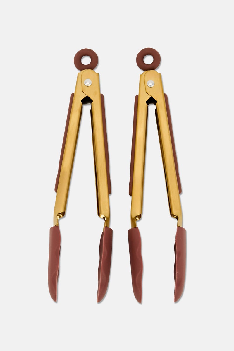 Core Kitchen Mini Silicone Locking Tongs 2 Piece Set, Multicolor - Image 1