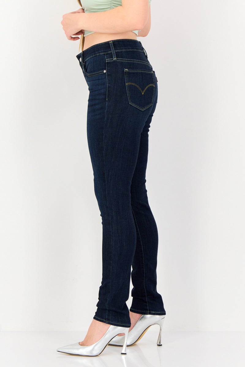 Levi's Women Skinny Fit Washed Stretchable Jeans, Navy - Image 4