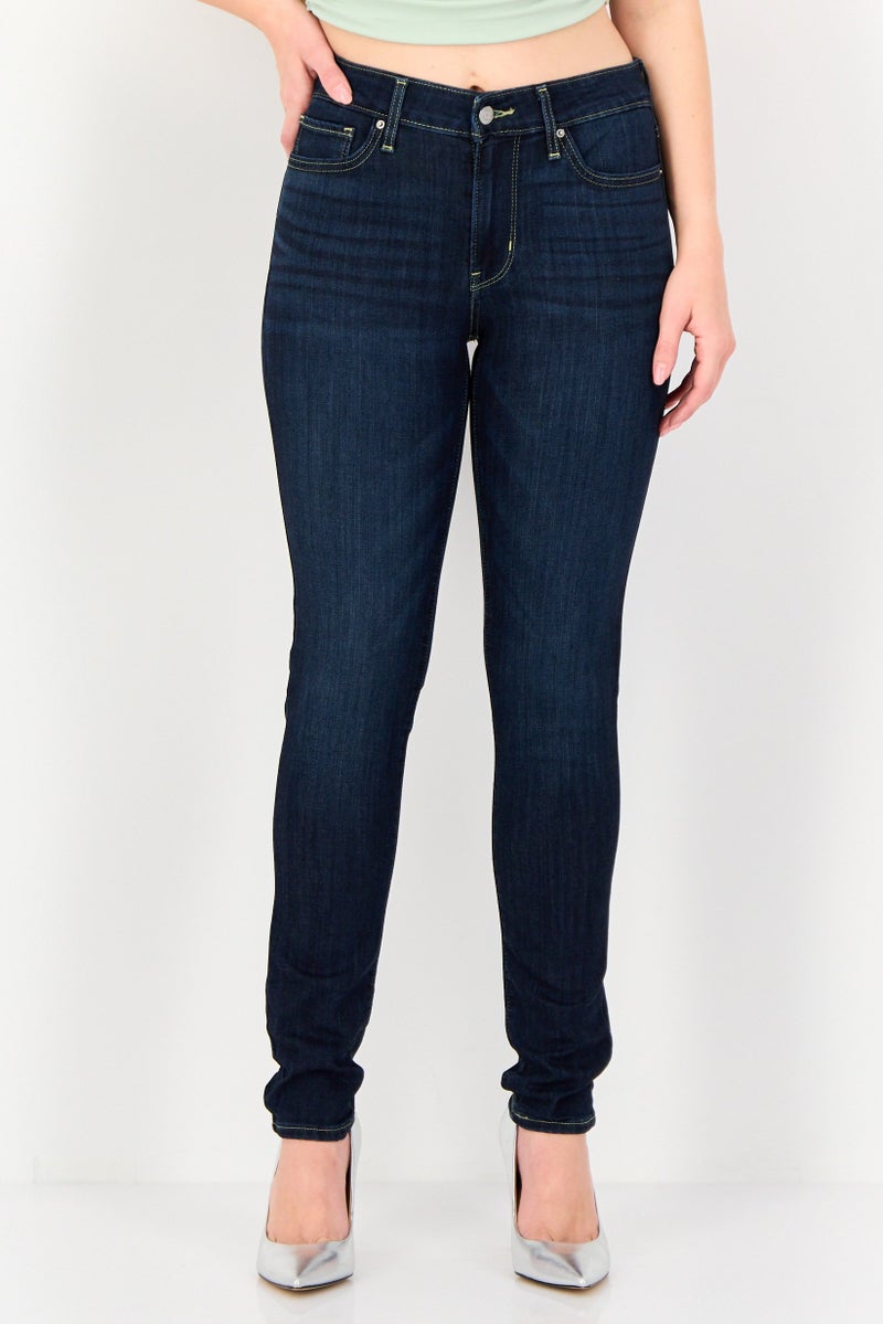 Levi's Women Skinny Fit Washed Stretchable Jeans, Navy - Image 1