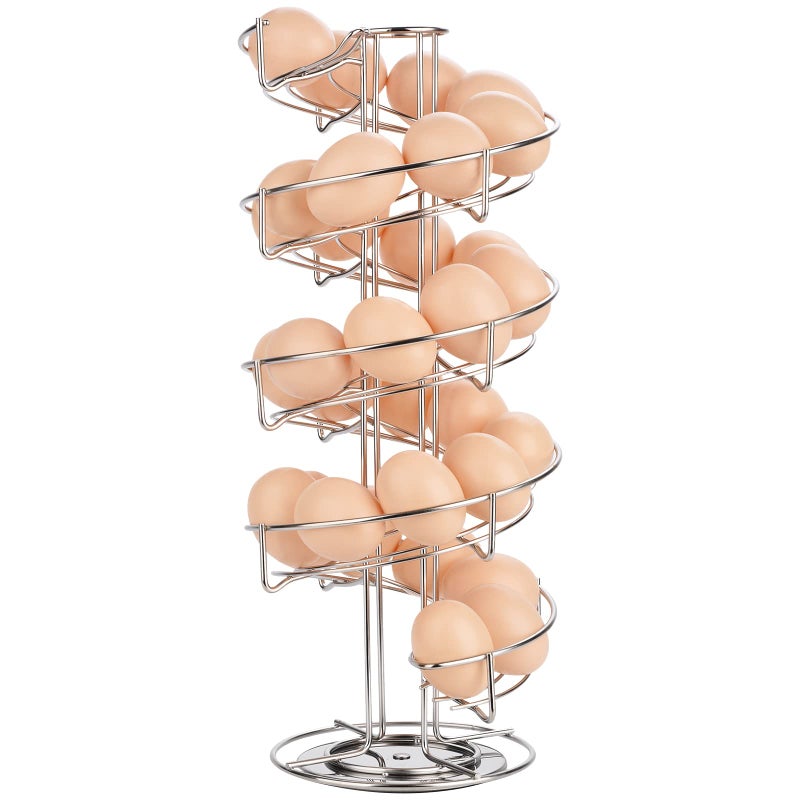 Toplife Spiral Design Stainless Steel Egg Skelter Dispenser RackStorage Display Rack Silver