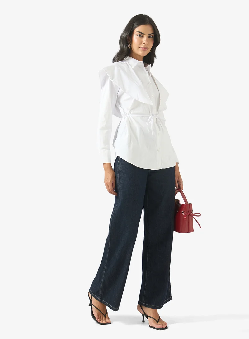 Ella  Shirt With Cape Ruffle for Women | Best Price UAE