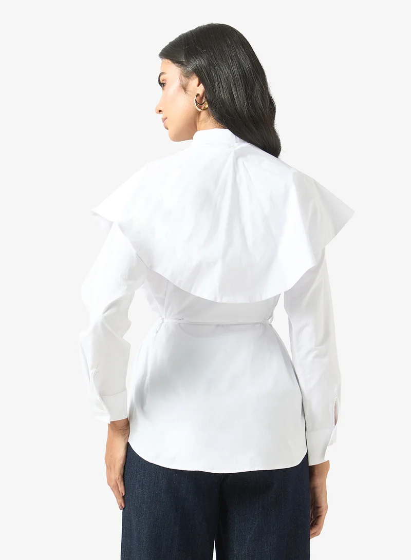 Ella  Shirt With Cape Ruffle for Women | Best Price UAE