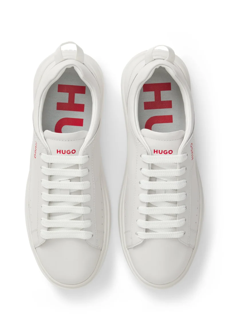HUGO white Cupsole trainers in leather with logo details for Women | Best Price UAE