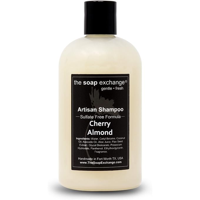 STRBOXONG The Soap Exchange Hair Shampoo Cherry Almond Scent Hand Crafted 12 fl oz / 354 ml Natural Artisan Hair Care, Gentle, Sulfate & Paraben Free, Cleanse, Moisturize, & Protect. Made in the USA. - Image 2