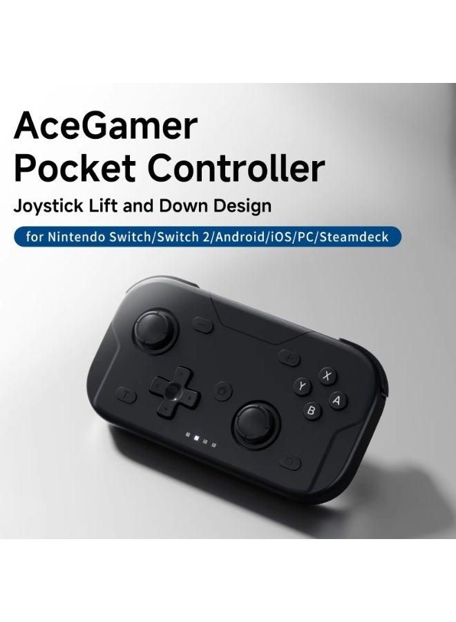 ايس جامر وحدة تحكم ألعاب لاسلكية بتقنية بلوتوث من ACEGAMER، مزودة بمحرك اهتزاز وجيروسكوب، ومقبض صغير محمول لأجهزة نينتندو سويتش والكمبيوتر. - Image 4