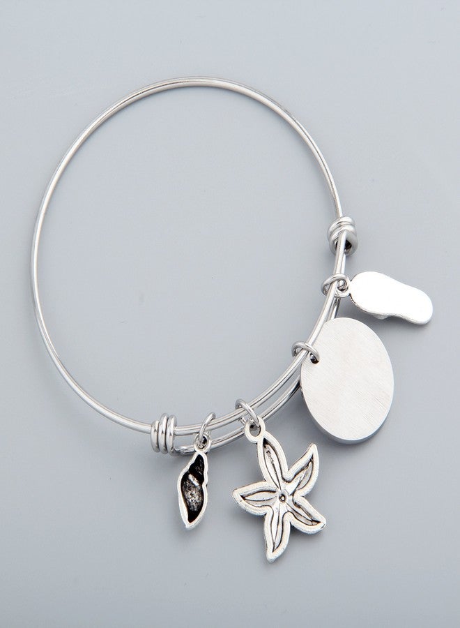 SEIRAA The Beach is My Happy Place Bracelet Expandable Stainless Steel Bangle Beach Jewelry For Beach Lover (Happy place) - Image 4
