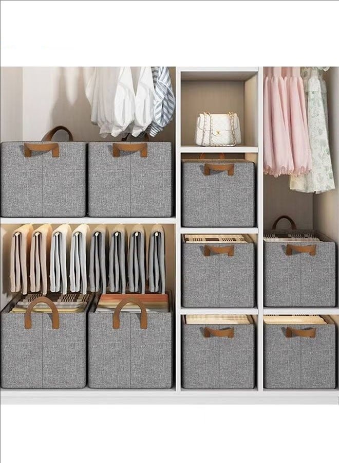 بلومنغ تايم صندوق تخزين بإطار معدني بمقبض ، سلة تخزين رف متعددة الوظائف قابلة للتكديس ، إطار فولاذي قوي ، تصميم قابل للطي ، رمادي - Image 3