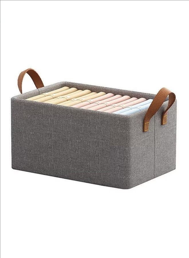 بلومنغ تايم صندوق تخزين بإطار معدني بمقبض ، سلة تخزين رف متعددة الوظائف قابلة للتكديس ، إطار فولاذي قوي ، تصميم قابل للطي ، رمادي - Image 2