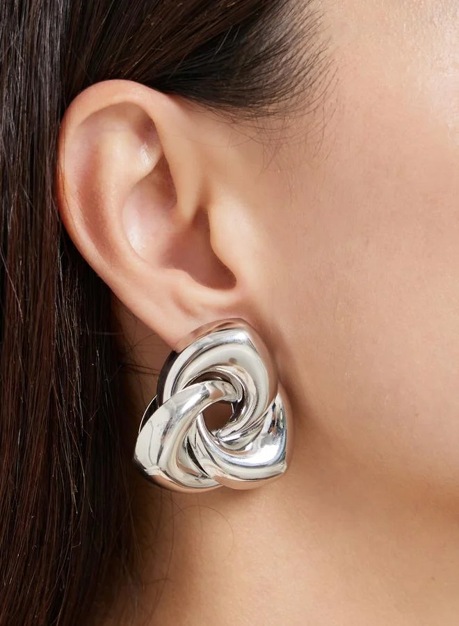 Styli Silver Knot Stud Earrings