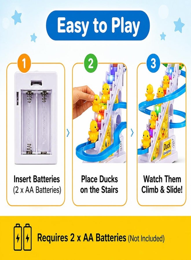 Beflix® Ducks Toys for Kids - Ducks Chasing Race Slide Game Set - Small Ducks Stair Climbing Toys for Kids, Escalator Toy with Lights and Music - 3 Duck Included - Image 4