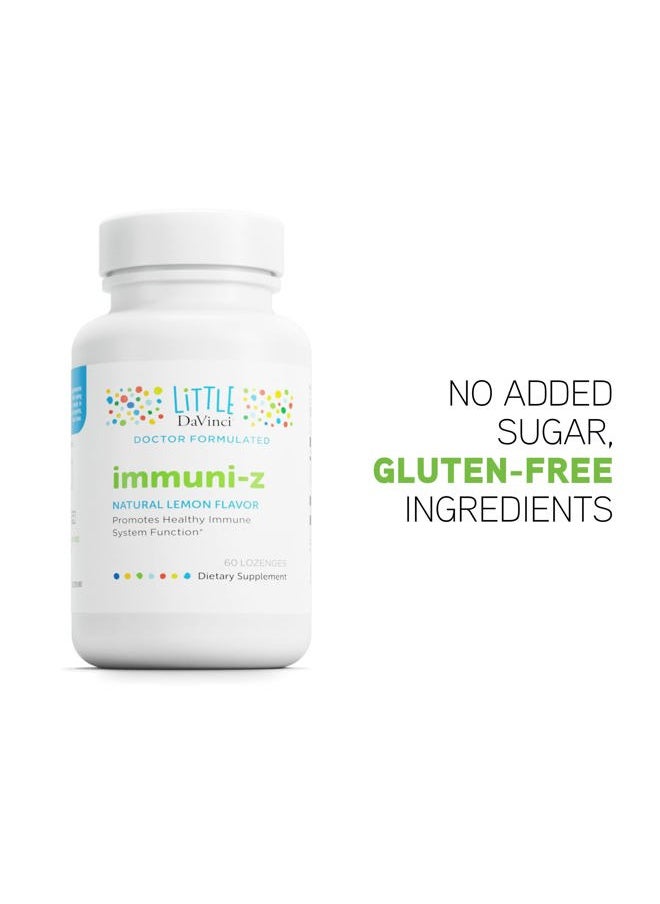 Davinci Little Immuni-z - Kids Zinc Lozenge to Support Immune Health, Throat Tissue, Brain Health and Development, Sleep and Focus - with Zinc Citrate and More - Lemon Flavor - 60 Lozenges  - Image 5