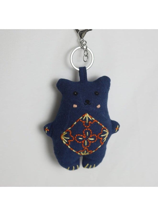 Generic - Hand Embroidered Blush Bear Pendant Ragdoll Animal Doll Small Fresh Style Intangible Cultural Heritage Cultural And Creative Ethnic Cultural Gift-Specifications:Hand Embroidered Small Blush Bear 12*4*10 - Image 1