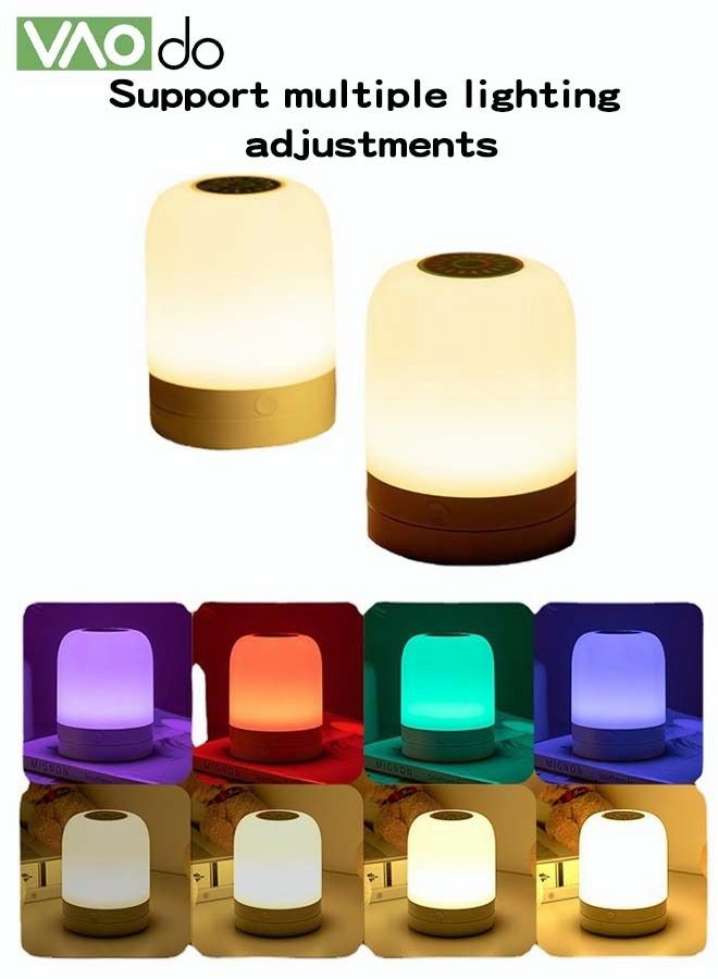 فاو دو مصباح LED ليلي 13 لونًا يعمل باللمس قابل للتعديل لحماية العين مصباح مكتبي يعمل بالتحكم عن بعد USB مصباح طاولة بجانب السرير قابل لإعادة الشحن ،Size: 90*72*72MM 13 color lights can be adjusted, touch  - Image 2