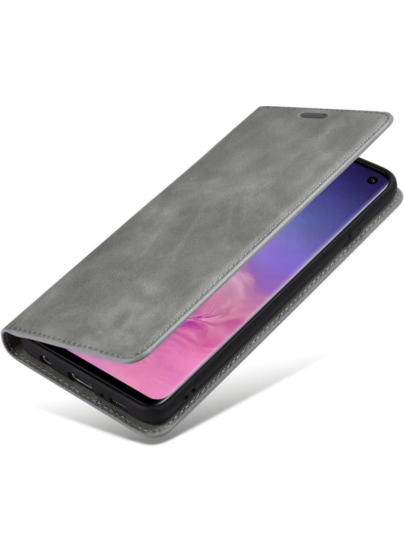 Redmi 13C Flip Cover PU Leather Magnetic Closure Kickstand Wallet Case Card Holder Shockproof Flip Cases (Gray) - Image 4