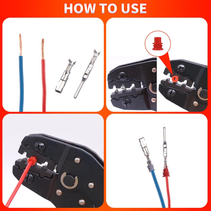 dakewang 24types 900pcs Automotive Pin Connectors Kit, 1/1.5/1.8/2.2/2.3/2.8/3.5mm Male&Female Wire Pins, Non Insulated Wire Terminal Pin Kit. (Crimp Tool) - Image 5