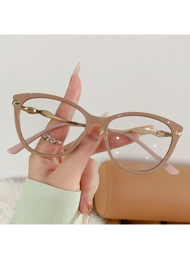 نظارات New Tr Cat Eye Photochromic الحاجبة للضوء الأزرق بإطار بالكاد مرئي، نفس ستايل نجوم الإنترنت، متعددة الاستخدامات ومشددة الوجه بقوة صفر - Image 1