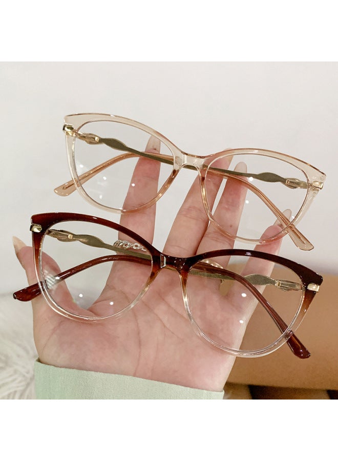 نظارات New Tr Cat Eye Photochromic الحاجبة للضوء الأزرق بإطار بالكاد مرئي، نفس ستايل نجوم الإنترنت، متعددة الاستخدامات ومشددة الوجه بقوة صفر - Image 4
