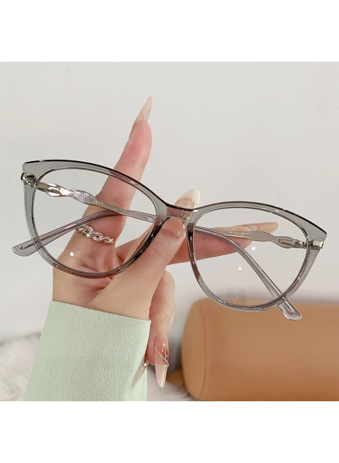 نظارات New Tr Cat Eye Photochromic الحاجبة للضوء الأزرق بإطار بالكاد مرئي، نفس ستايل نجوم الإنترنت، متعددة الاستخدامات ومشددة الوجه بقوة صفر - Image 3