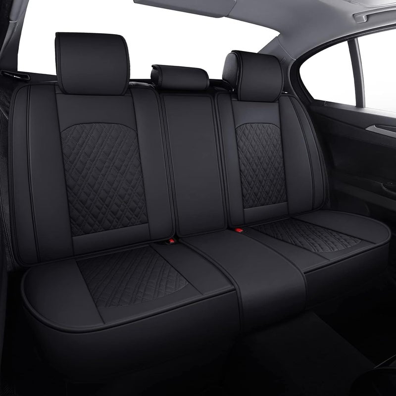 YIERTAI Universal Waterproof Faux Leather Rear Car Seat Cover - Black - Image 1
