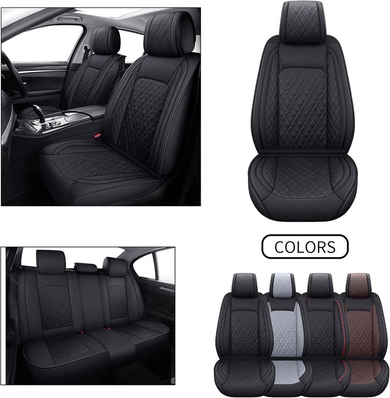 YIERTAI Universal Waterproof Faux Leather Rear Car Seat Cover - Black - Image 3