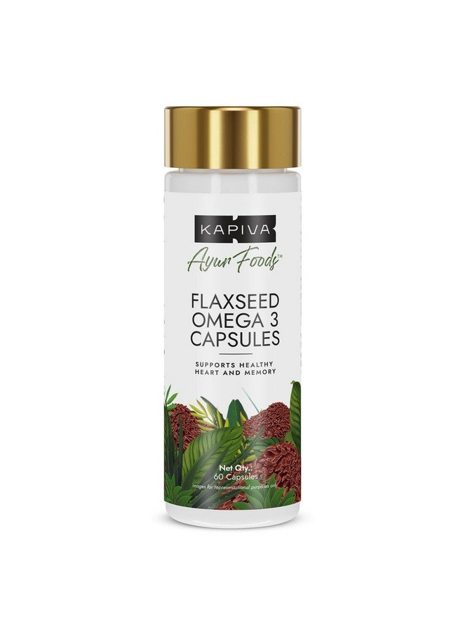 Kapiva Flaxseed Omega 3 Capsules (60N) | Vegetarian Flaxseed Oil Omega | Better Joint & Heart Health - Image 1