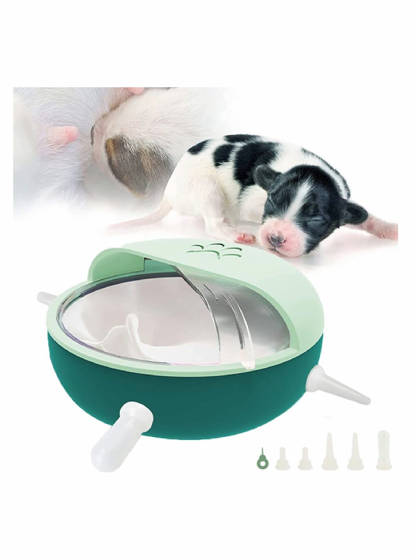 SYOSI 4 Nipples Puppy Nursing Station, SYOSI 180ML Silicone Puppy Pacifiers Pet Milk Feeder Feeding Bowl for New Born Pet, Puppies, Kitten, Cats, Dog, Rabbits - Image 1