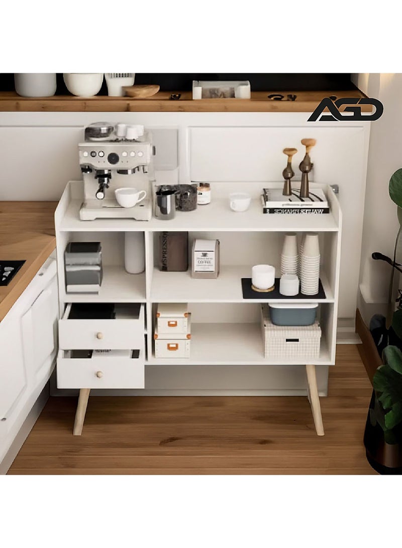 AGD Modern Side Storage Cabinet, Modern Buffet with Storage Drawers, Console Cabinet for the Living Room or Office, Wood Table in White Color - Image 2