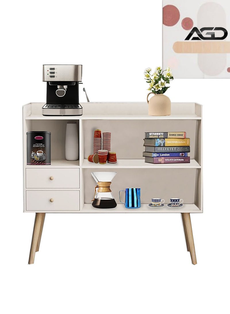 AGD Modern Side Storage Cabinet, Modern Buffet with Storage Drawers, Console Cabinet for the Living Room or Office, Wood Table in White Color - Image 1