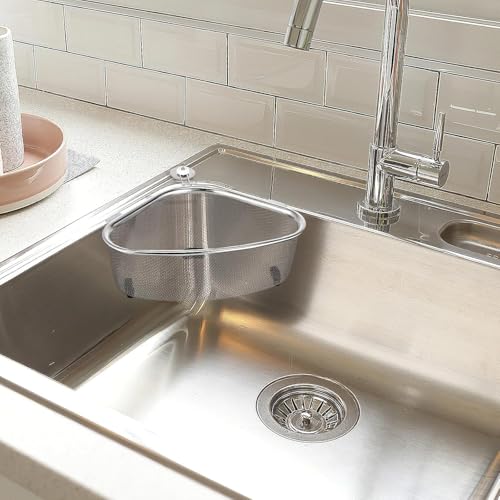 DS ENTERPRISE Kitchen Triangle Sink Strainer, Corner Sink Strainer, Multifunction Sink Drain Strainer Basket, Stainless Steel Food Catcher Strainer for Kitchen Waste, Vegetable, Fruits Shelf Drain Filter - Image 1