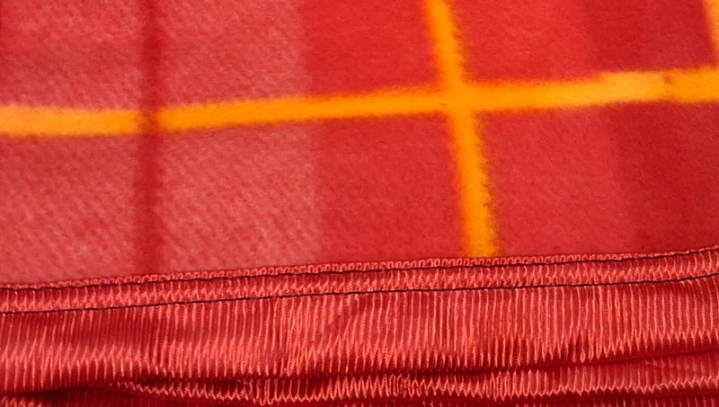 CHANDRAVATI Modern Check Polar Fleece All Season Blanket Single Bed with || Satan Border || 500 TC || Heavy Quality || (Cherry Red, 60x90) - Image 4