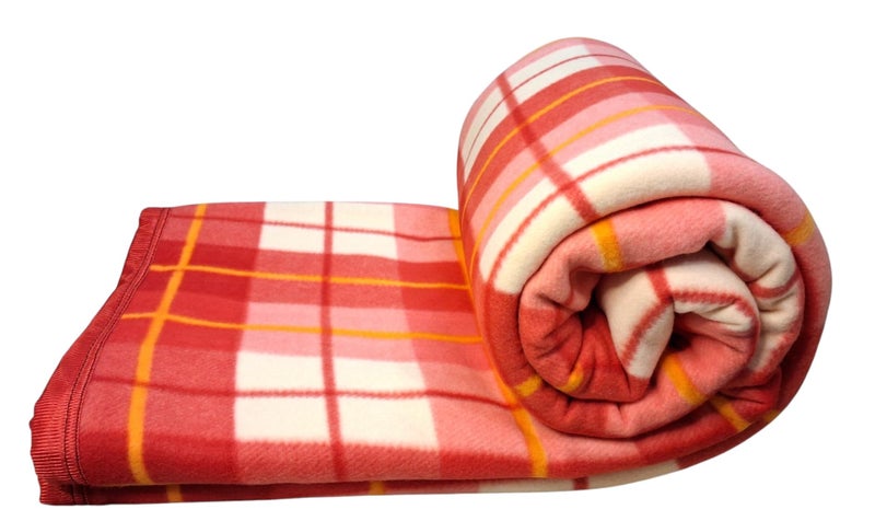 CHANDRAVATI Modern Check Polar Fleece All Season Blanket Single Bed with || Satan Border || 500 TC || Heavy Quality || (Cherry Red, 60x90) - Image 3