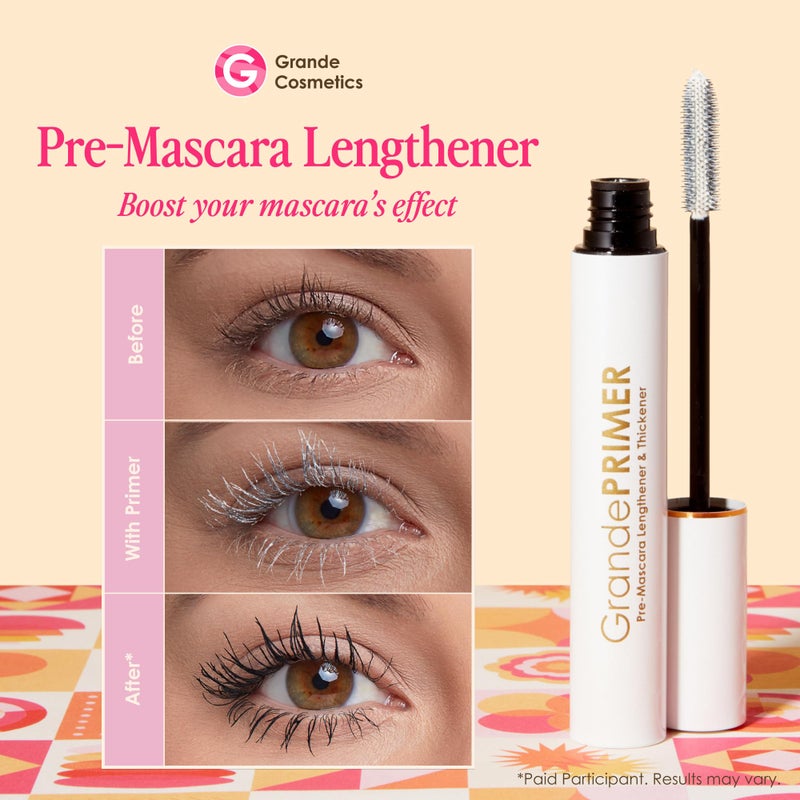 Grande Cosmetics GrandePRIMER Pre-Mascara Lengthener & Thickener with Peptides - Smudge-Proof, Water-Resistant & Contact Lens Safe - for Longer & Thicker Looking Lashes (0.32 oz) - Image 2