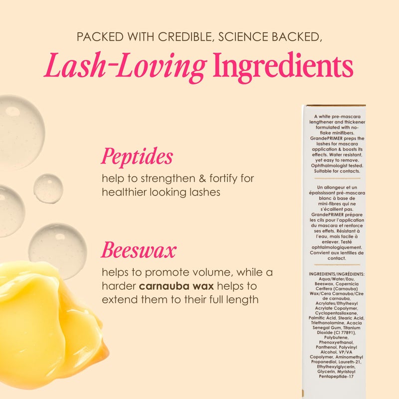 Grande Cosmetics GrandePRIMER Pre-Mascara Lengthener & Thickener with Peptides - Smudge-Proof, Water-Resistant & Contact Lens Safe - for Longer & Thicker Looking Lashes (0.32 oz) - Image 5