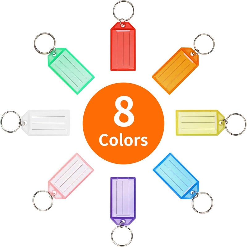 Cuttte 16 Pack Plastic Key Tags, Key Labels with Ring and Label Window, 8 Colors - Image 2