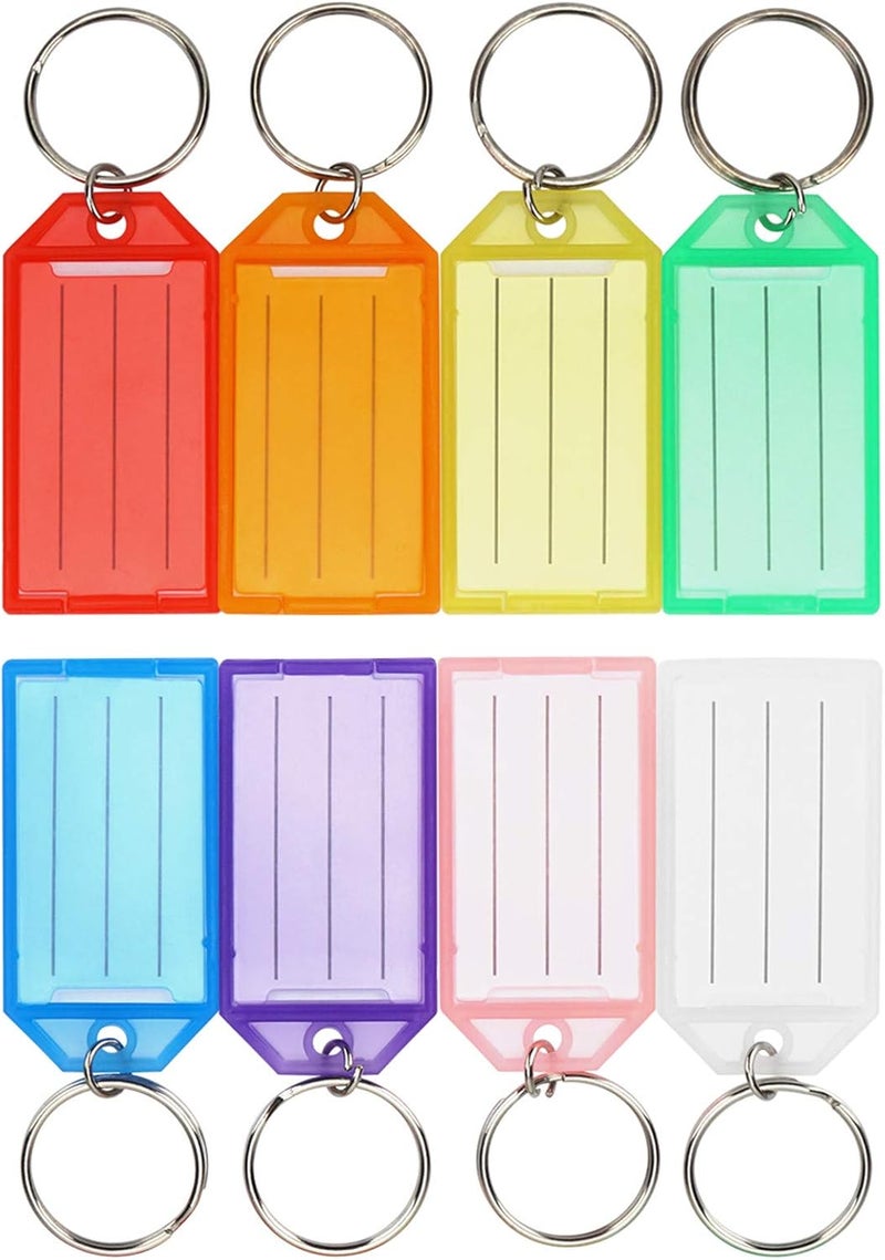 Cuttte 16 Pack Plastic Key Tags, Key Labels with Ring and Label Window, 8 Colors - Image 1