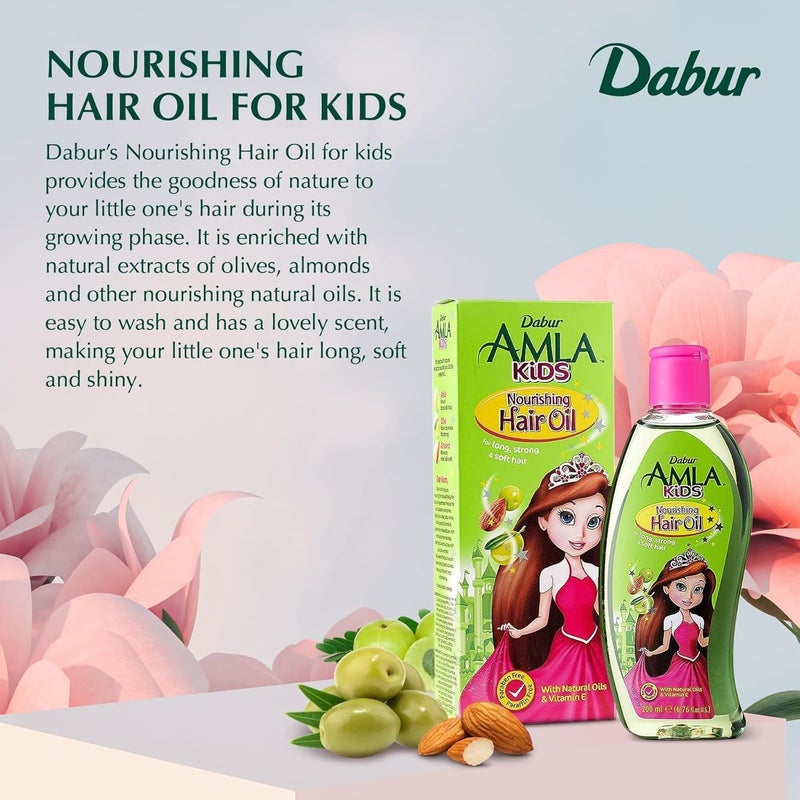 Dabur Amla Hair Oil - Natural Formula for Kids' Long, Strong, and Healthy Hair - Enriched with Olive and Almond - 200 ML Pack of 1 - Image 2