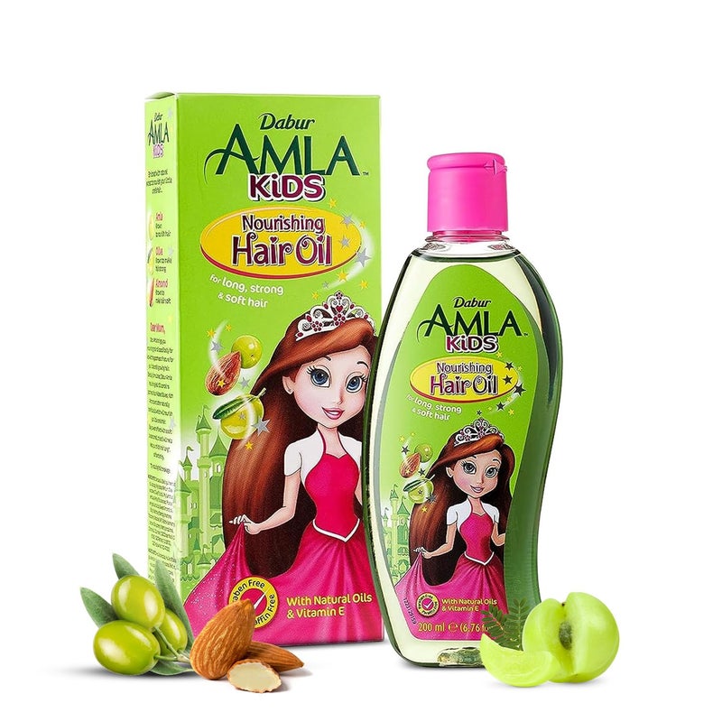 Dabur Amla Hair Oil - Natural Formula for Kids' Long, Strong, and Healthy Hair - Enriched with Olive and Almond - 200 ML Pack of 1 - Image 1