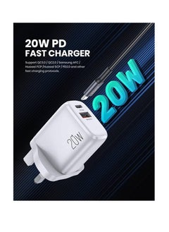GENNEXT USB C Plug Charger Fast Charging, 20W Type C PD Wall Charger Plug Power Adaptor Compatible with iPhone and Android Phones Laptops, 3.0 A (White)  - Image 2