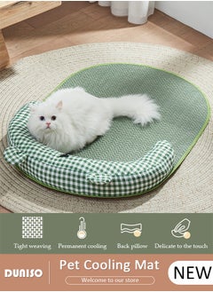 Pet Cooling Mat,Summer Cat Cooling Bed With Pillow,70x55cm Washable Dog Cooling Pad, Non-Toxic Foldable Pet Cooling Pad for Medium, Small Breed Dogs Cats, Summer Pet Ice Pad Bed for Indoor Outdoor