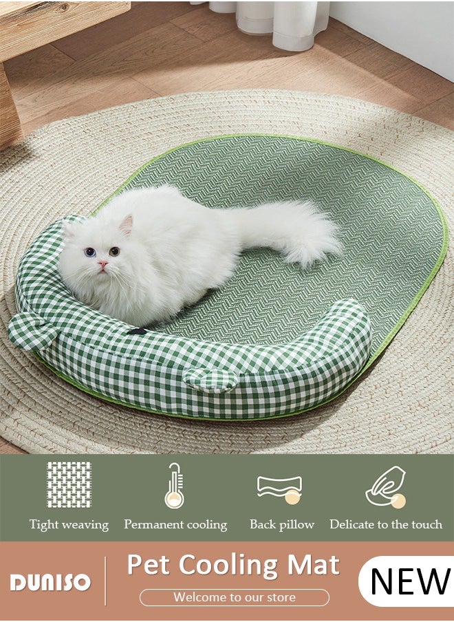 DUNISO Pet Cooling Mat,Summer Cat Cooling Bed With Pillow,70x55cm Washable Dog Cooling Pad, Non-Toxic Foldable Pet Cooling Pad for Medium, Small Breed Dogs Cats, Summer Pet Ice Pad Bed for Indoor Outdoor  - Image 1