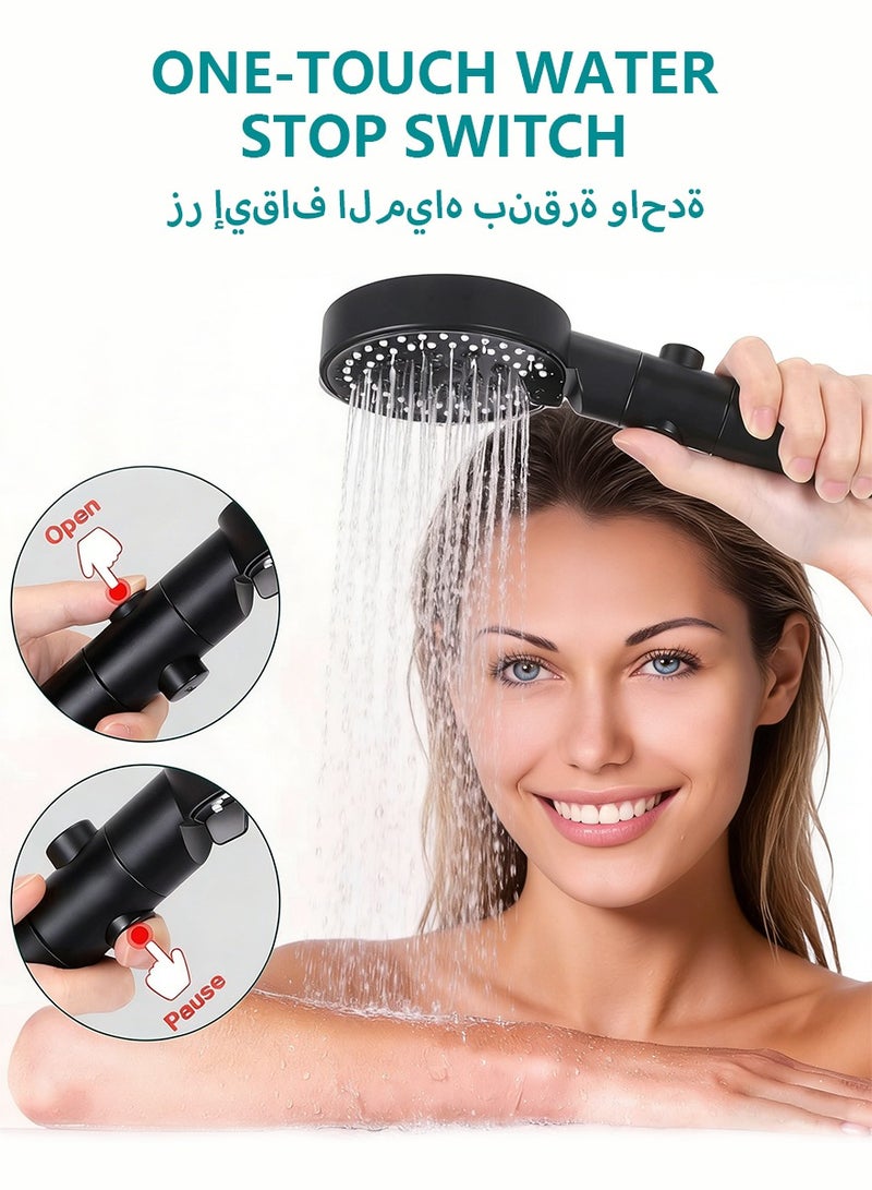 DPTER High Pressure 5 Mode Handheld Showerhead - Anti Clogging Nozzles, Built-In Power Wash for Tub, Tile and Pet Cleaning, Extra Long 2M Stainless Steel Hose, No-Punch Wall Bracket - Image 5