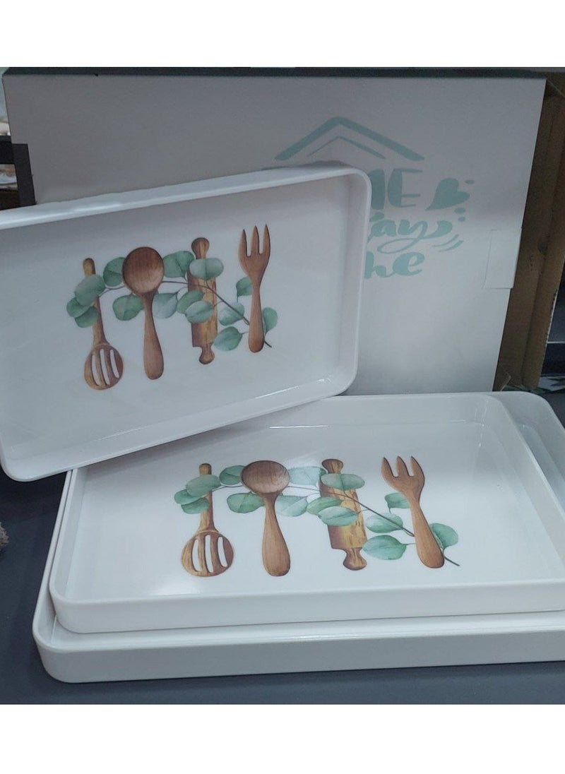 Generic 3-Piece Rectangular Serving Tray Set – Premium Melamine Quality bk  - Image 1