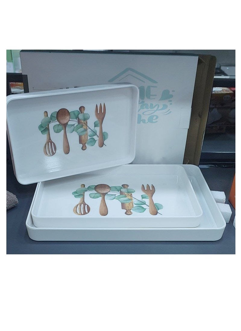 Generic 3-Piece Rectangular Serving Tray Set – Premium Melamine Quality bk  - Image 2